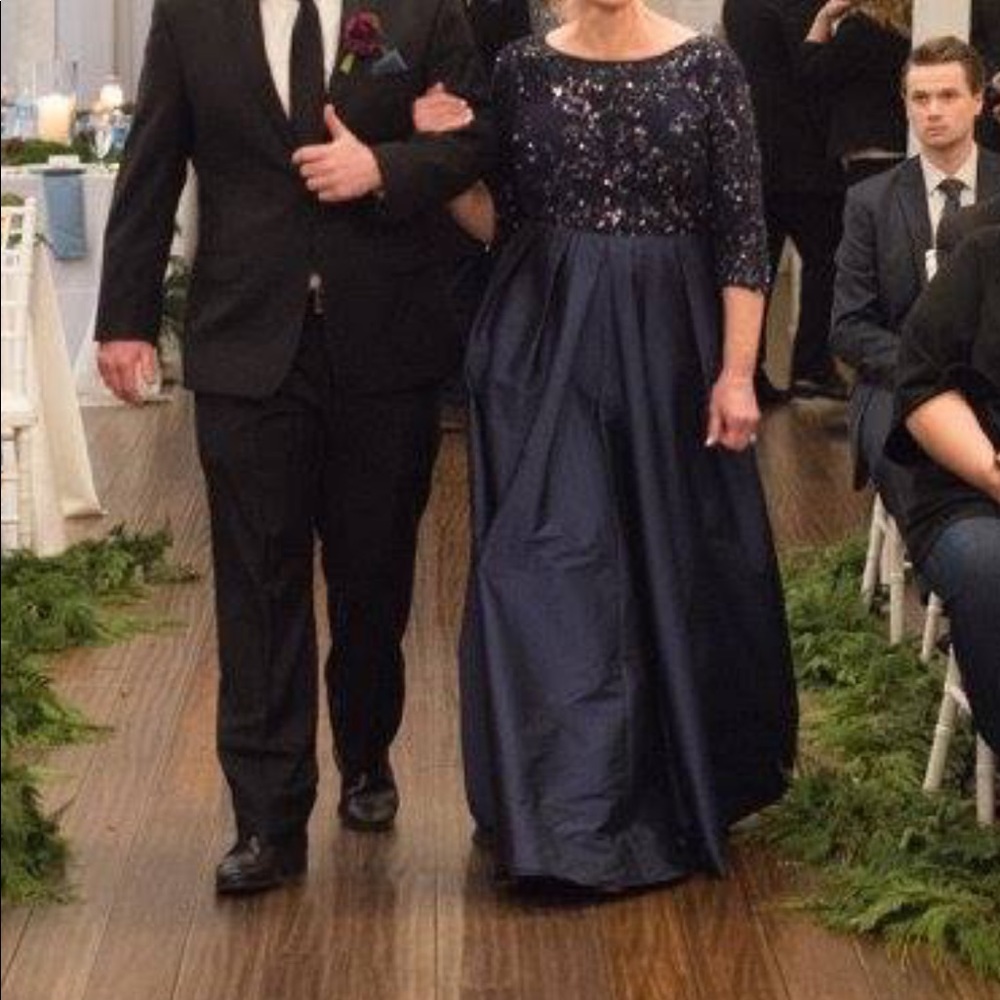BHLDN Sequin and Taffeta Navy Gown - Picture 3 of 8